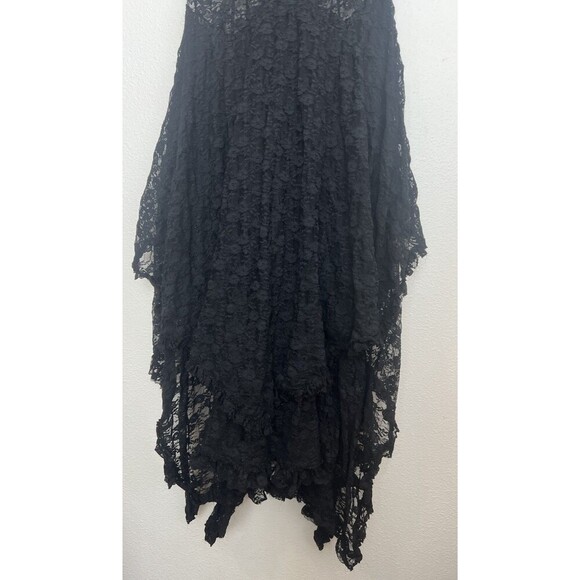 Free People French Courtship Lace Slip Handkerchief Hem Dress Whimisgoth Witch M - Picture 5 of 11